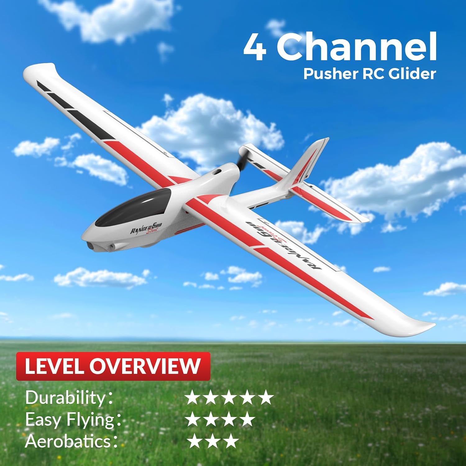 VOLANTEXRC RC Glider Plane 4CH, New Version Remote Control Airplane with 6-Axis Gyro for Beginners