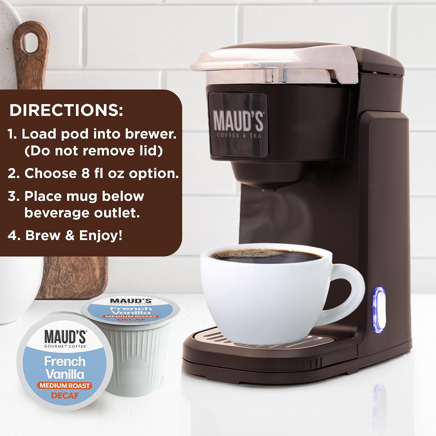 Maud’s Decaf Dark Roast Coffee Pods, 100ct | Decaffeinated Coffee in Single Serve Pods – Compatible with Keurig Coffee Makers