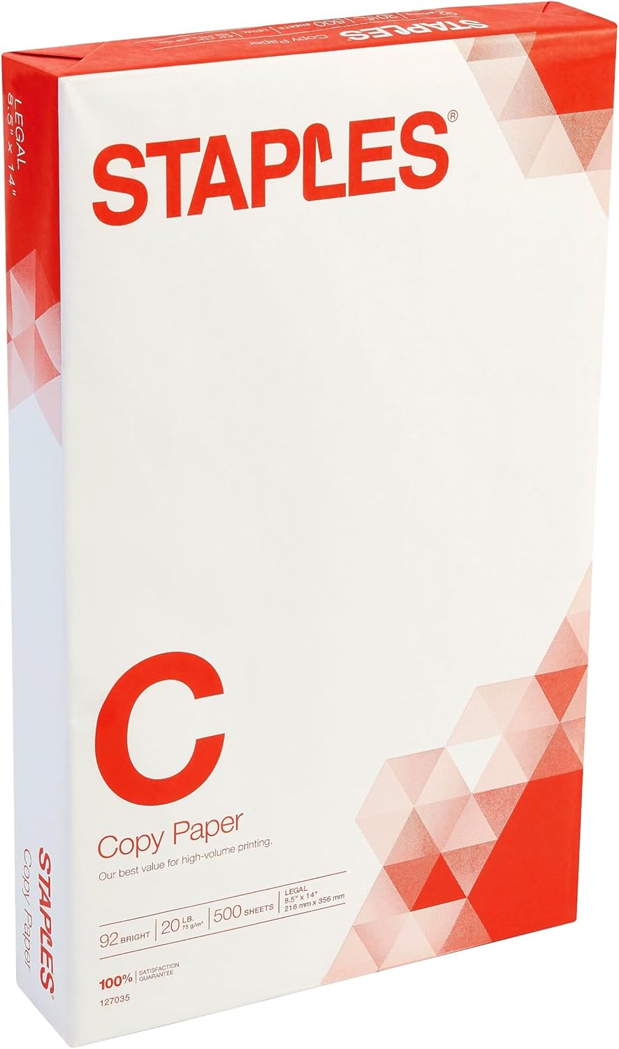 Staples TRU RED Copy & Printer Paper, 8.5 x 11, 20 lb, 92 Bright, 5,000 Sheets/Carton, White Letter Size Paper for Office, School & Home