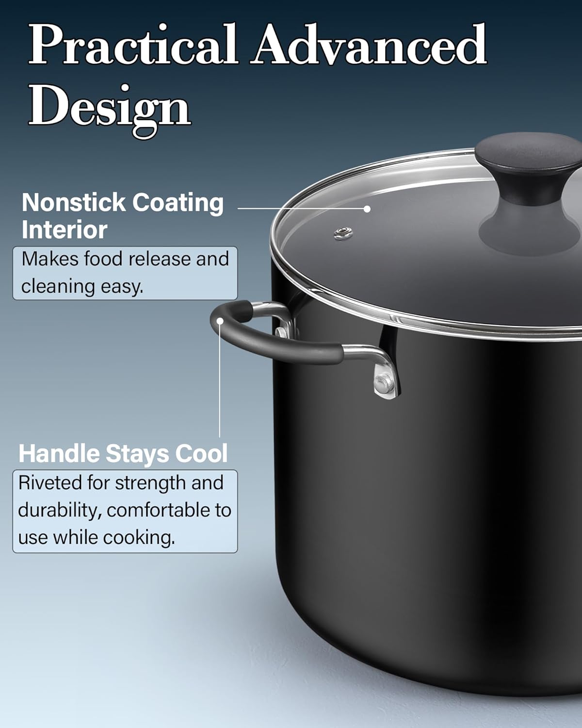 Cook N Home 10.5 Quart Non Stick Stock Pot with Lid, Large Pots for Cooking