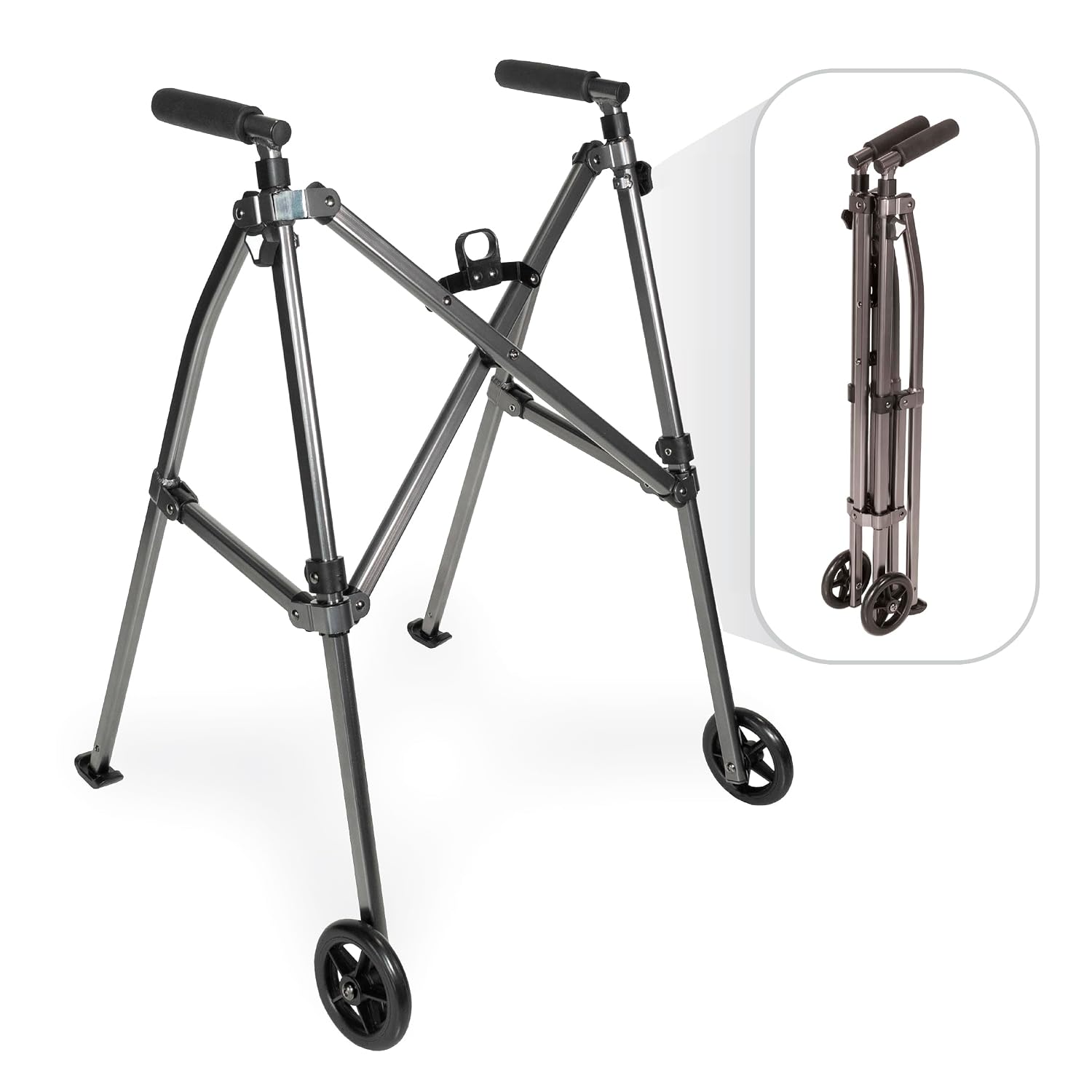 Stander Wonder Walker with 5-inch Wheels, Lightweight Folding Walker for Adults, Seniors, and Elderly, Collapsible Travel Walker