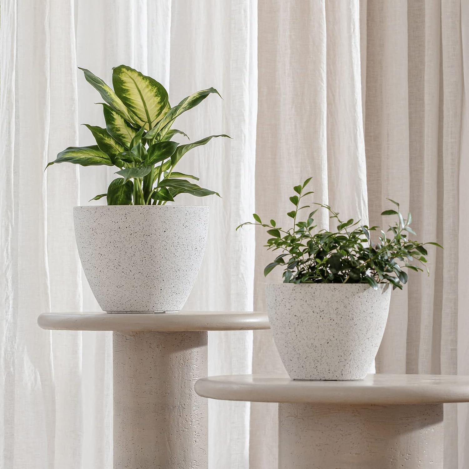 LA JOLIE MUSE Planter Pots, Indoor Outdoor Flower Pot, 8.6+7.5 Inch 2 Pack
