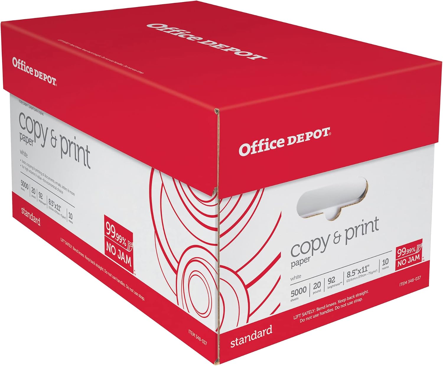 Office Depot White Copy Paper, 8 1/2in. x 11in., 20 Lb., 84 Brightness, Case Of 10 Reams