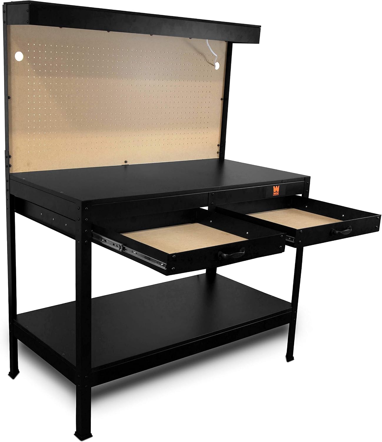 WEN 48-Inch Workbench with Power Outlets, Light and 114-Piece Pegboard Accessory Kit