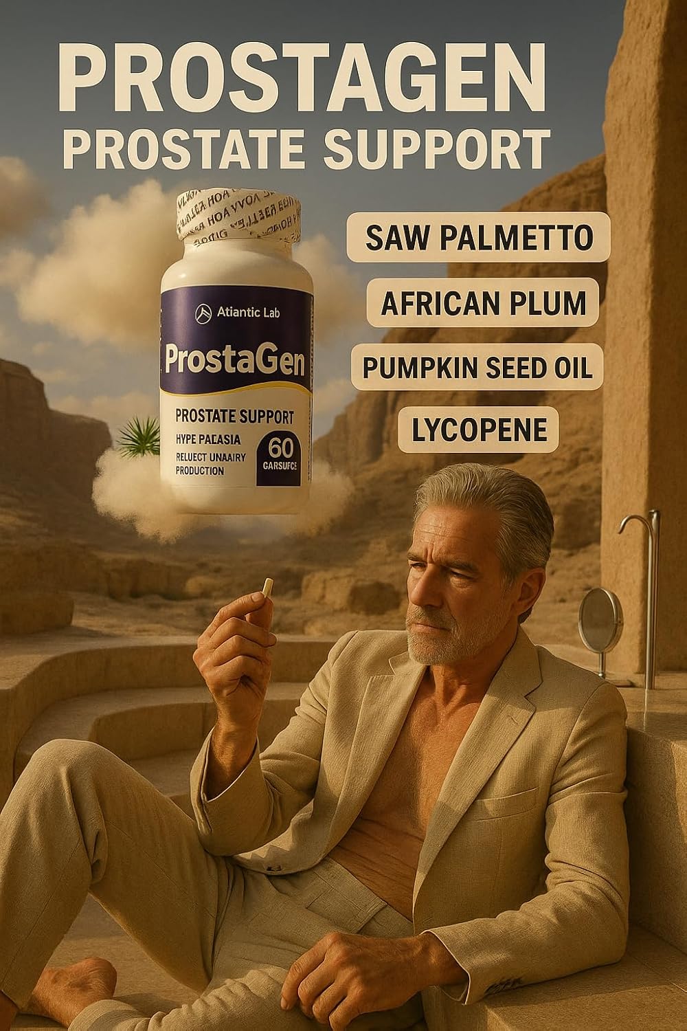 Saw Palmetto, African Plum, Pumpkin Seed Oil, Lycopene. Prostate Support, Hyperplasia, Reduced Urinary Production,