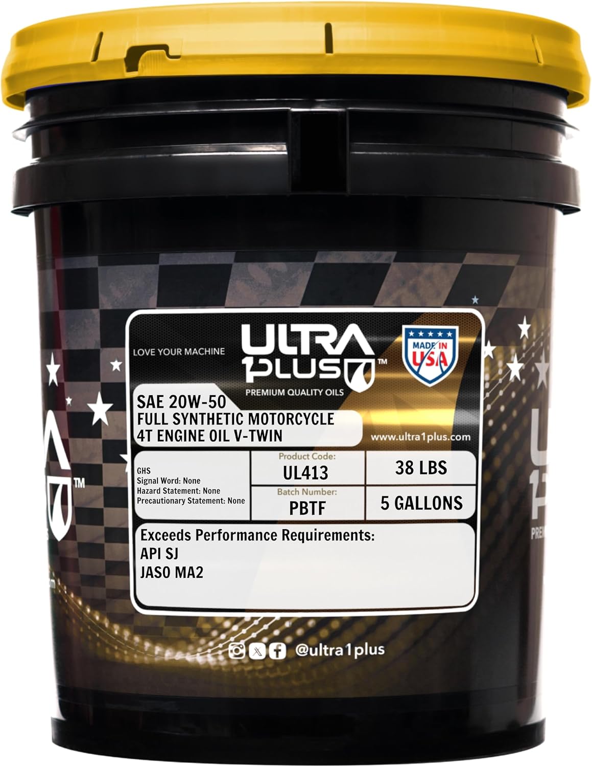 20W-50 Full Synthetic V-Twin 4T Motorcycle Engine Oil 5 Gallon Pail