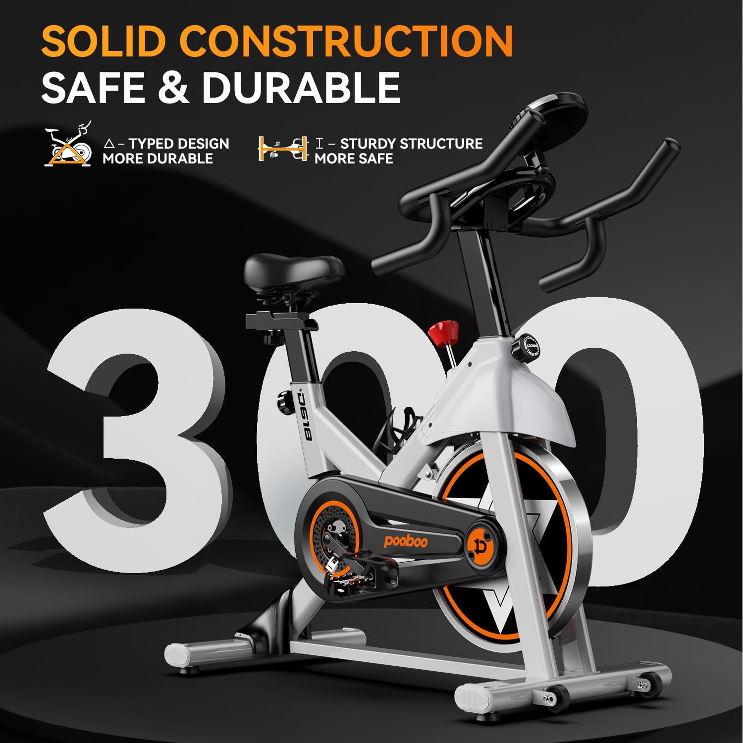 Exercise Bike, pooboo Stationary Bike for Home Gym, Magnetic Resistance Indoor Cycling Bike w/Bluetooth Comfortable Seat Cushion & Tablet Mount