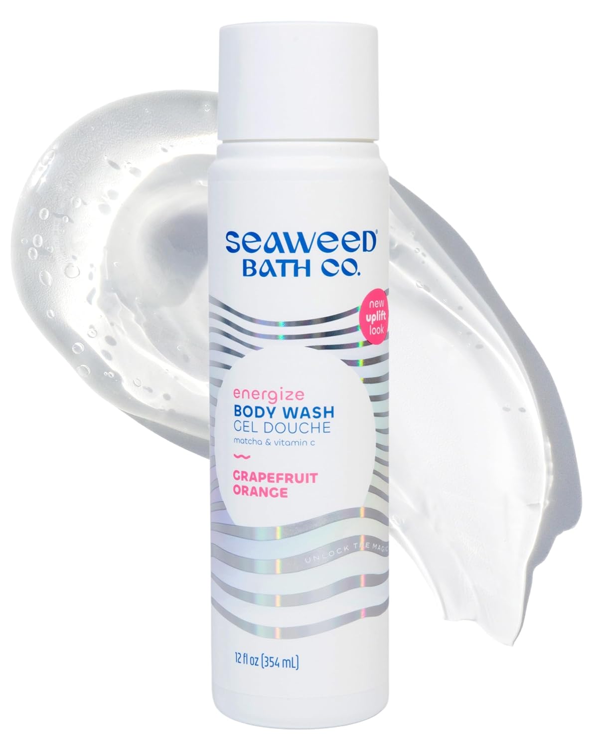 Seaweed Bath Co. Hydrate Body Wash, Unscented, 12 oz | Foaming Shower Gel Cleanser with Natural Ingredients, Fragrance Free and Gentle, Good for Sensitive Skin