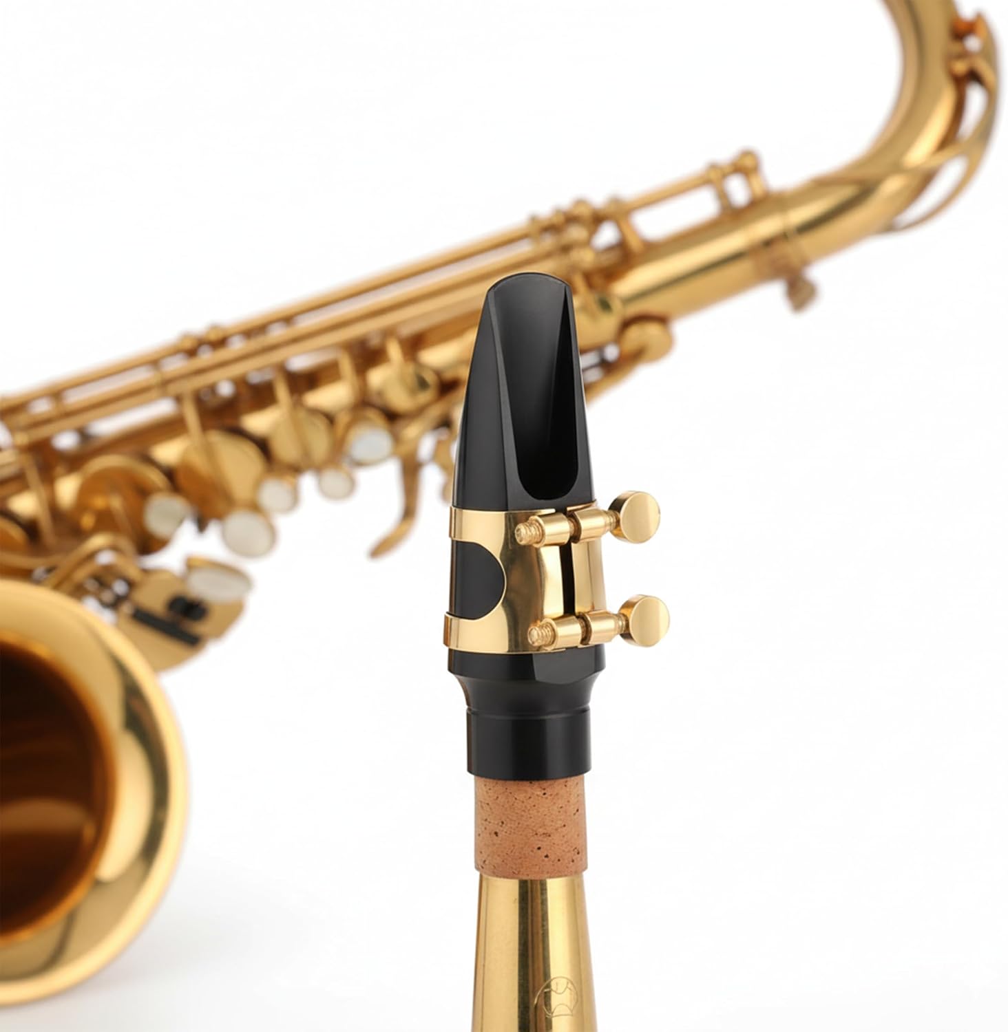 Alto Saxophone Mouthpiece Kit with Cap and Gold Metal Ligature | Includes Size 2.5 Reed & Cushions, Durable Replacement Set for Student Beginners