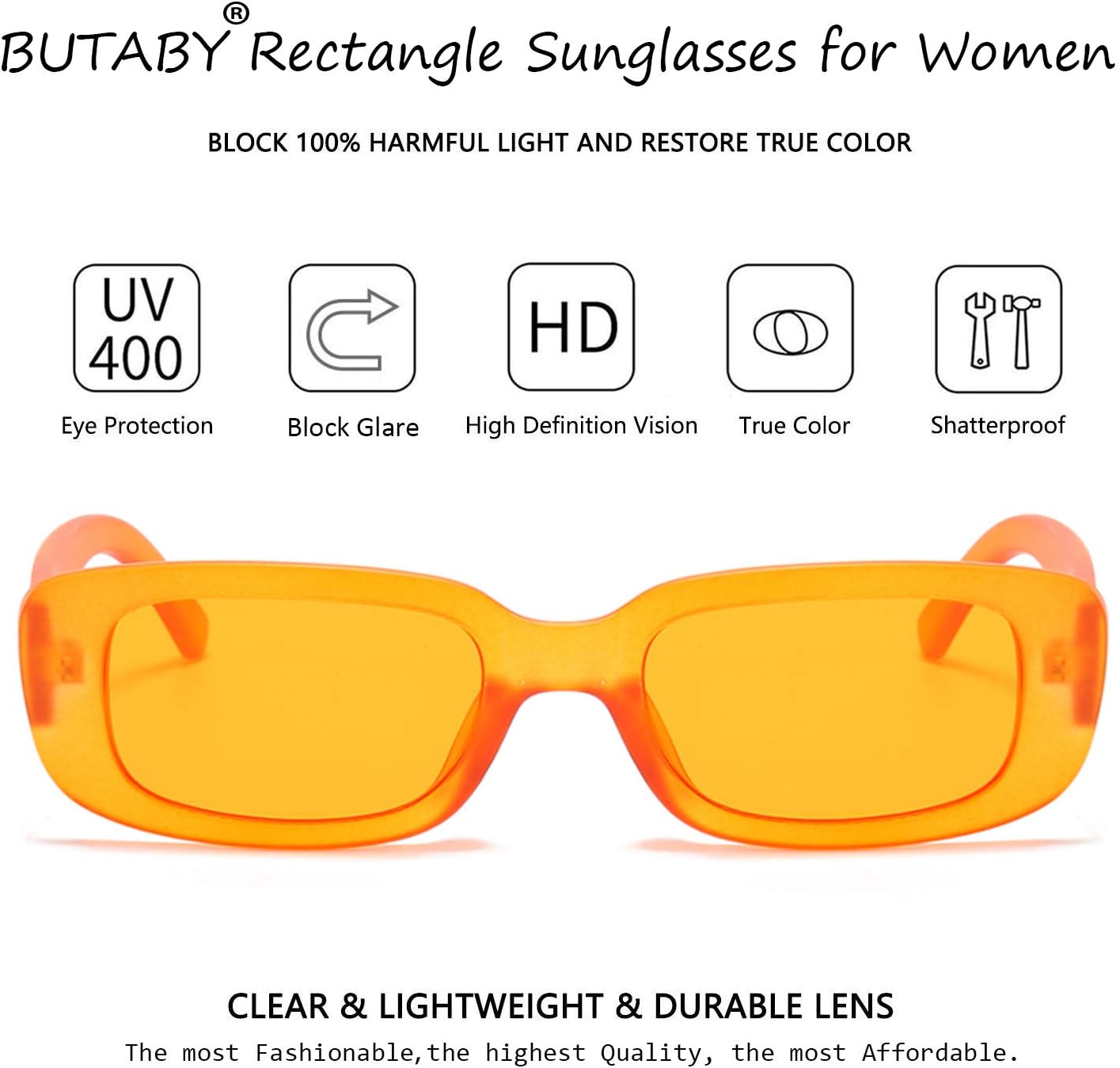 BUTABY Rectangle Sunglasses for Women Retro Driving Glasses 90’s Vintage Fashion Narrow Square Frame UV400 Protection