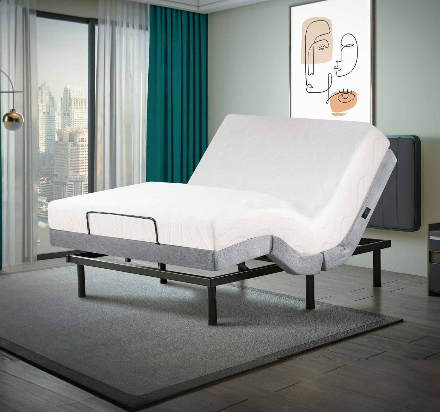 Irvine Home Collection Twin XL Adjustable Bed Base | Dual Massage | USB Ports | Zero Gravity | Anti-Snore | Memory Positions | Under Bed Lighting