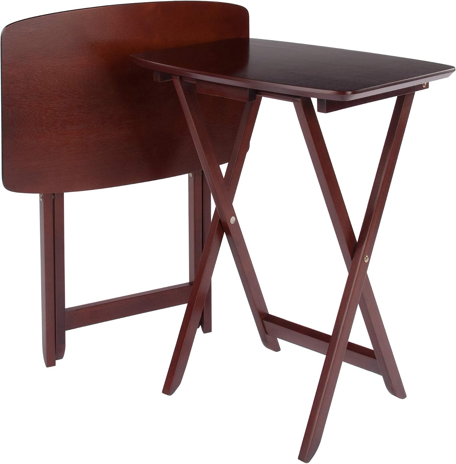 Winsome Darlene Set of 2 Foldable Snack Tables, Walnut, 26"