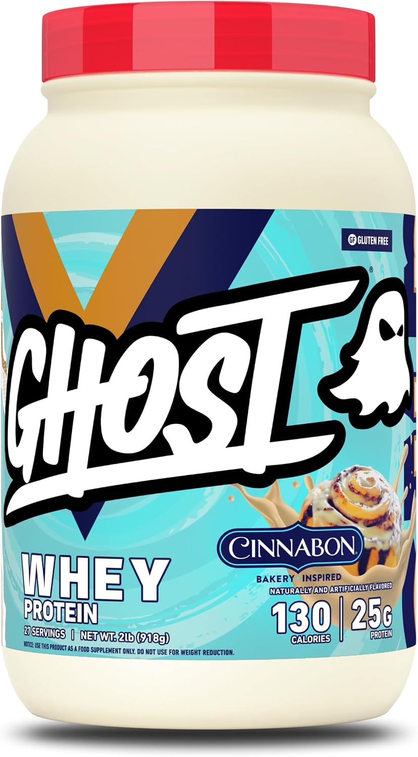 GHOST Whey Protein Powder, Milk Chocolate - 2LB, 25G of Protein | Whey Protein Isolate & Concentrate Blend - Post Workout Nutrition Shake, Smoothies - Soy & Gluten-Free - 2LB Tub, 26 Servings