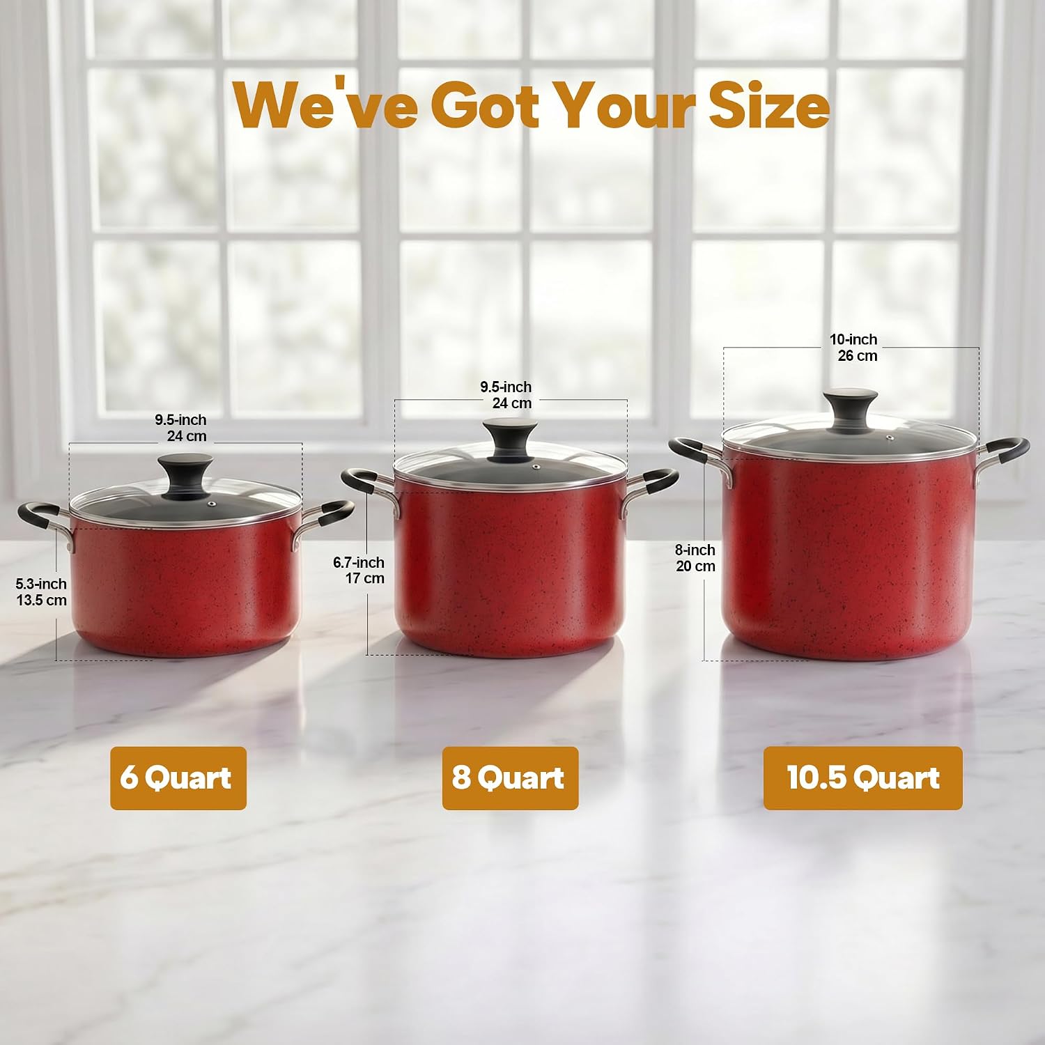 Cook N Home 10.5 Quart Non Stick Stock Pot with Lid, Large Pots for Cooking