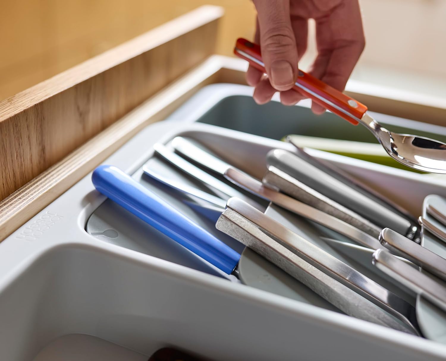 Joseph Joseph DrawerStore Knife Organizer, holds up to 9 knives, Kitchen Organization & Drawer Storage – Compact, Gray