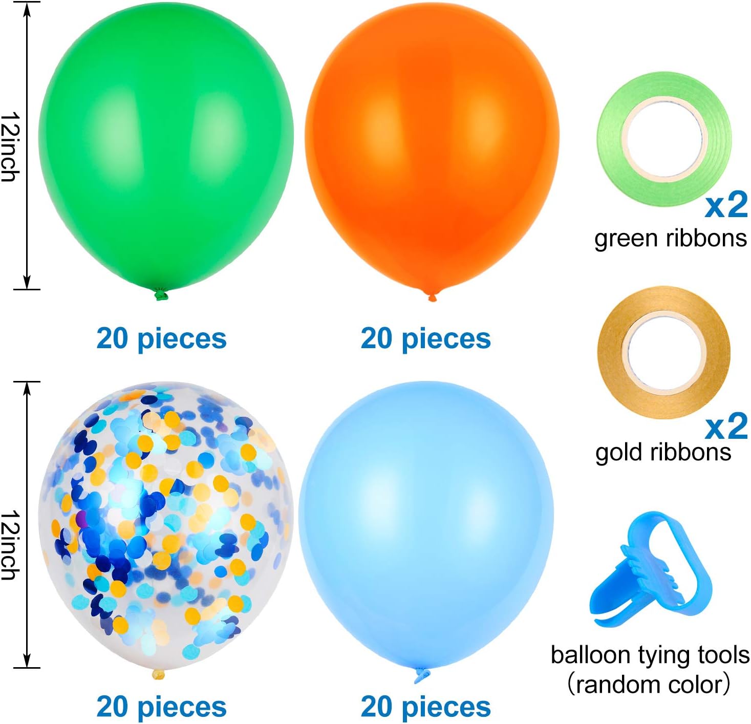 JOYYPOP 80 PCS Red White Blue Balloons 12 in with Confetti for 4th of July