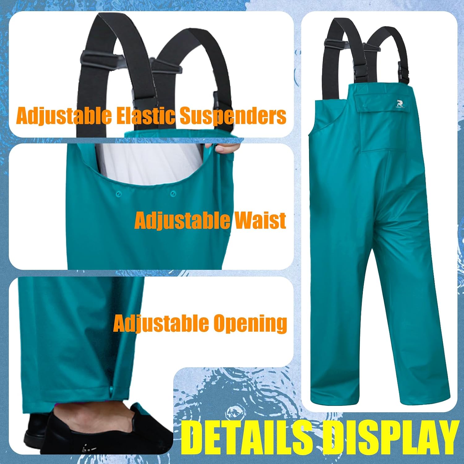 RainRider Rain Pants for Men Women Waterproof Rain Gear Bib Overalls Trousers for Fishing Hunting
