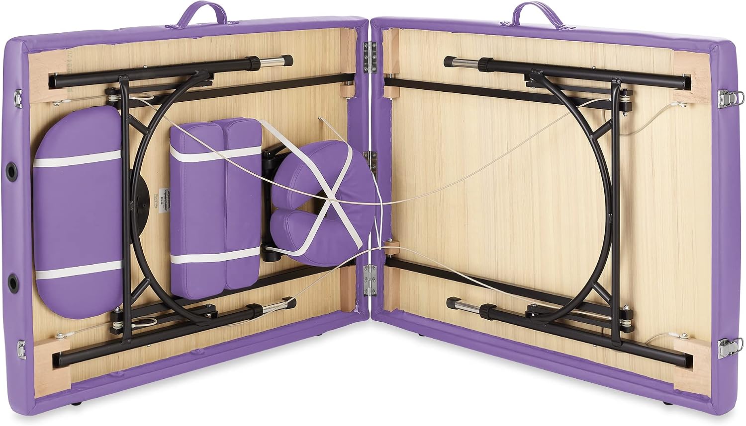 Saloniture Professional Portable Lightweight Bi-Fold Massage Table with Aluminum Legs - Includes Headrest, Face Cradle