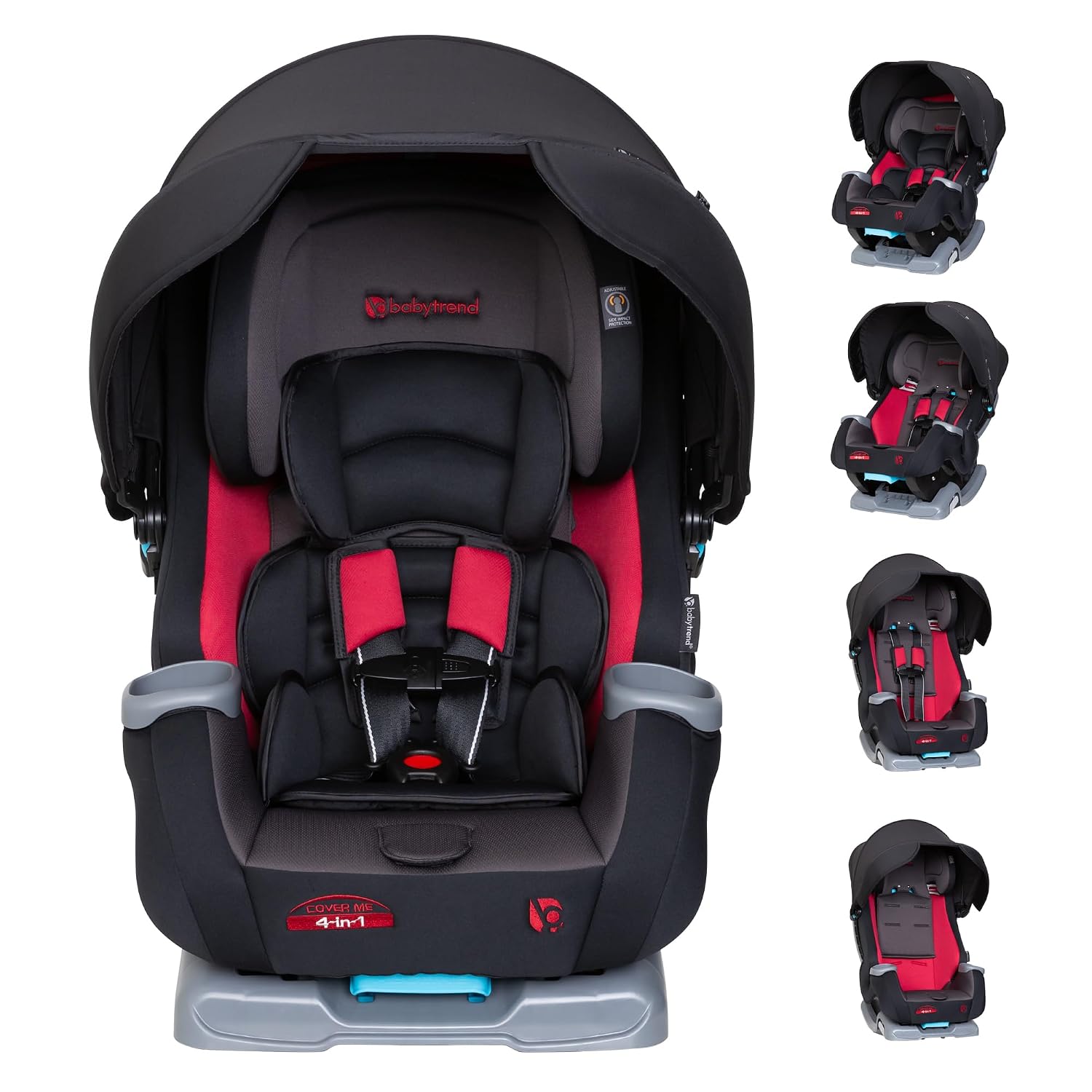 Baby Trend Cover Me™ 4-in-1 Convertible Car Seat, Vespa – Built-in Canopy, 4-Stage Growth System, Plush Comfort Padding, Multi-Position Recline