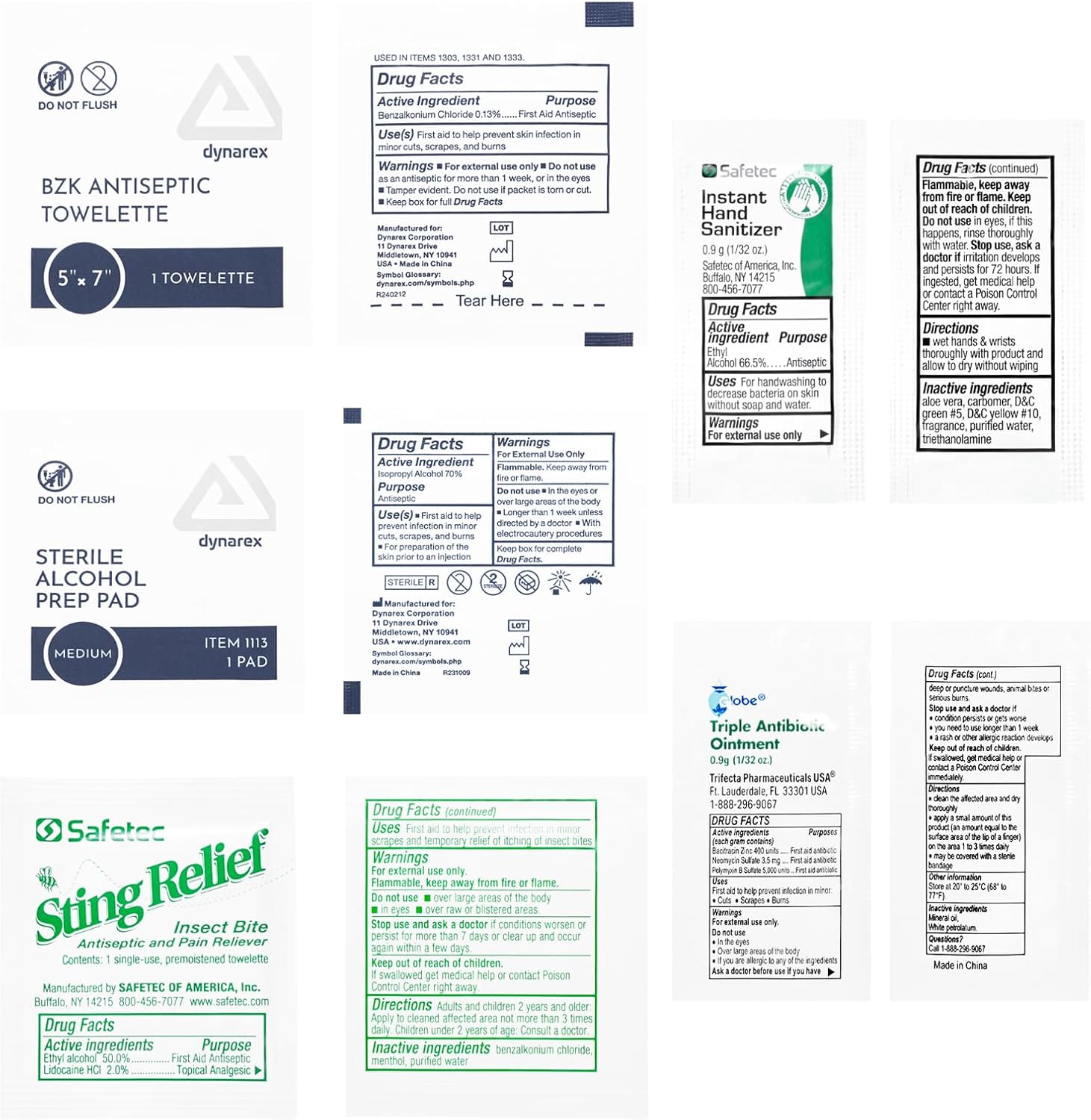 MFASCO Antiseptic Wound Care Travel Pack | 39 Piece First Aid Kit Refill | BZK, Antiseptic Wipes, Sting Relief, Wound Ointment | Essential First Aid Supplies | Refill Personal First Aid Kits