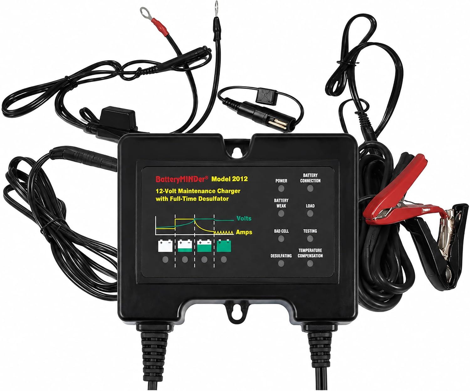 2012 12V 2Amp Smart Battery Charger, Maintainer & Desulfator - Automatic Trickle Charger for Car, Motorcycle, Lawn Mower