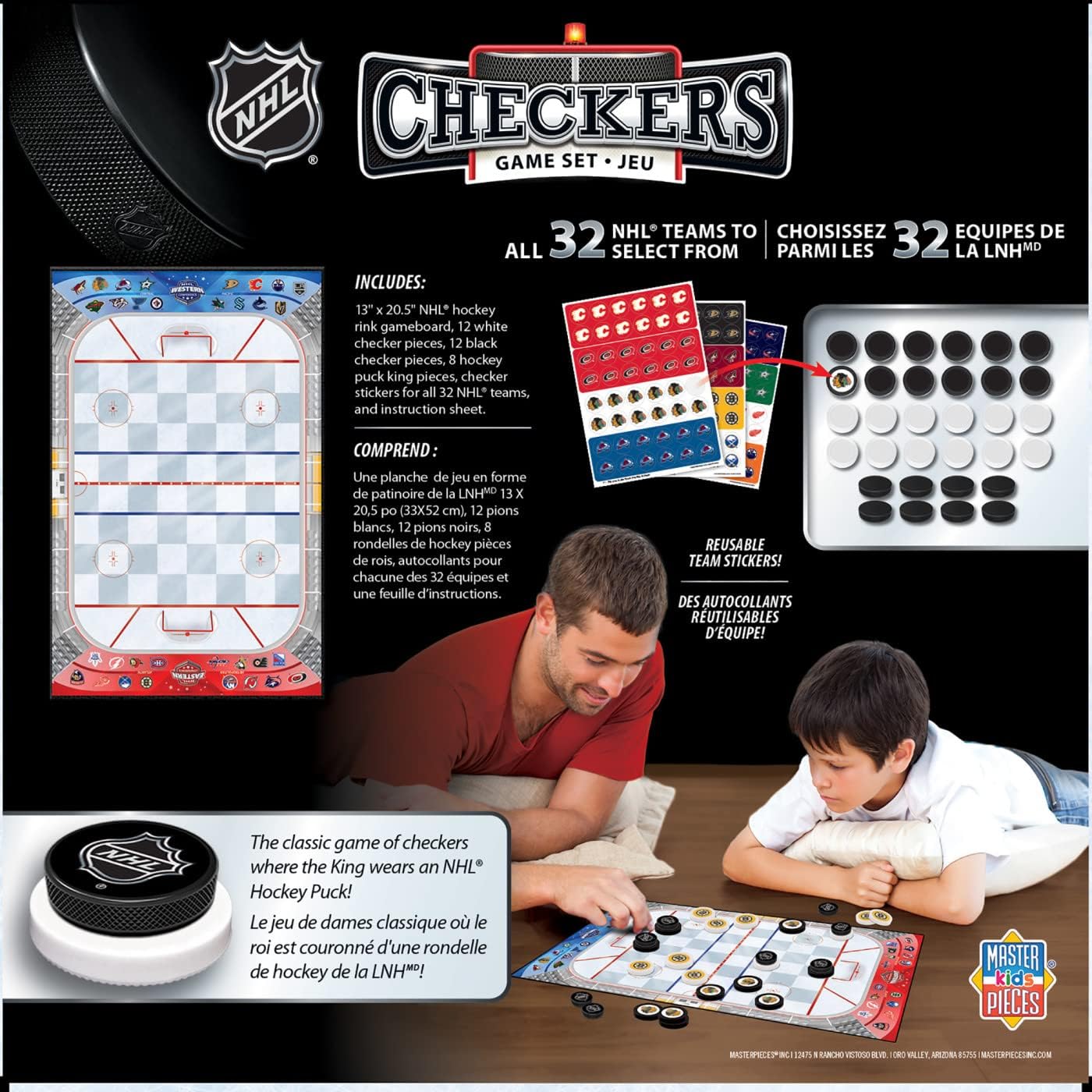 MasterPieces Officially licensed NHL League-NHL Checkers Board Game for Families and Kids ages 6 and Up