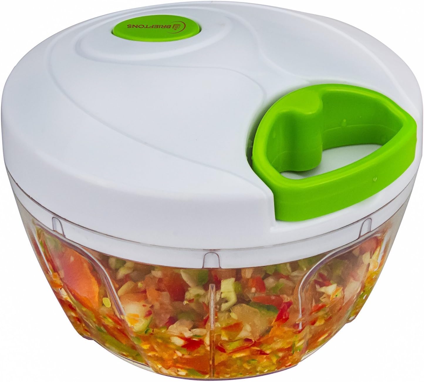 Brieftons QuickPull Manual Food Chopper, 4-Cup Hand Pull String Chopper, No Electricity, Chops Onion Tear-Free, Garlic, Vegetables, Herbs, Nuts for Salsa, Guacamole, Pesto, Baby Food, RV, Camping