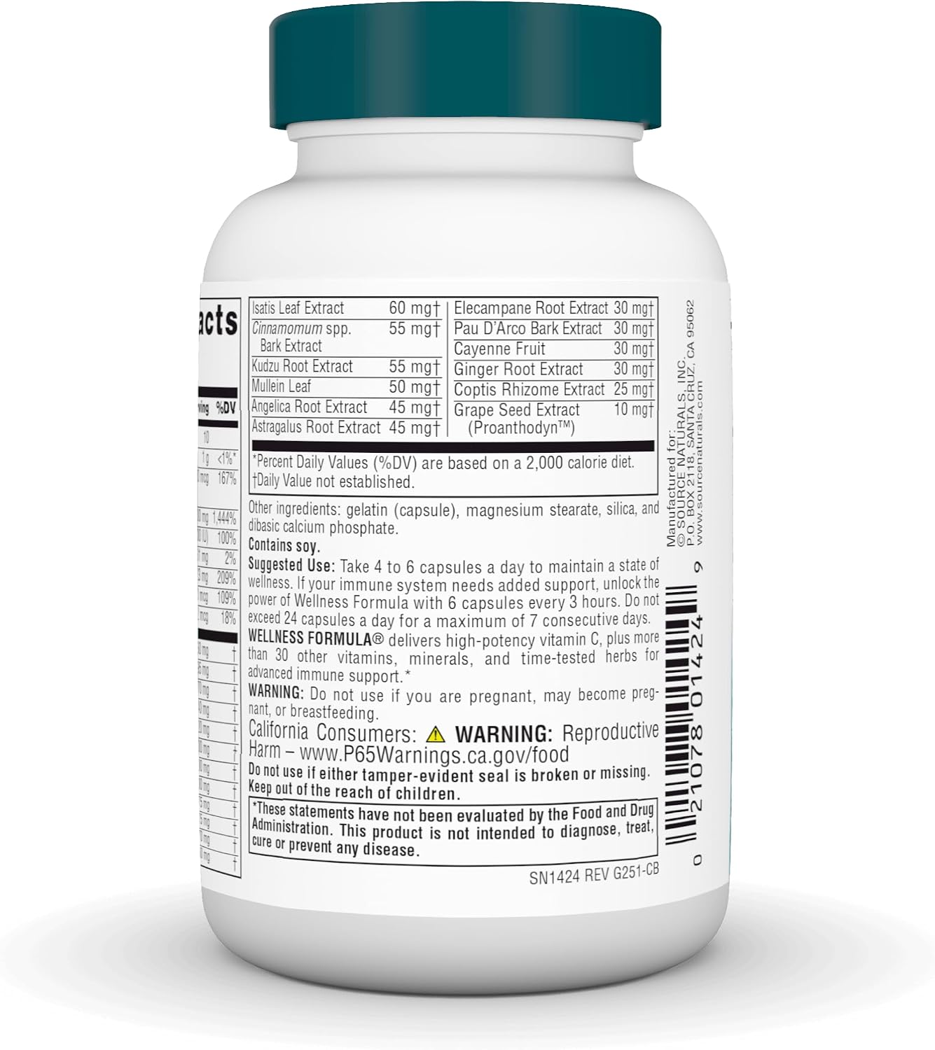 Source Naturals Wellness Formula, Advanced Immune Support - 240 Capsules | Bio-Aligned Vitamins & Herbal Defense with Vitamin C Plus 30 other Vitamins, Minerals & Herbs for Immune System Support