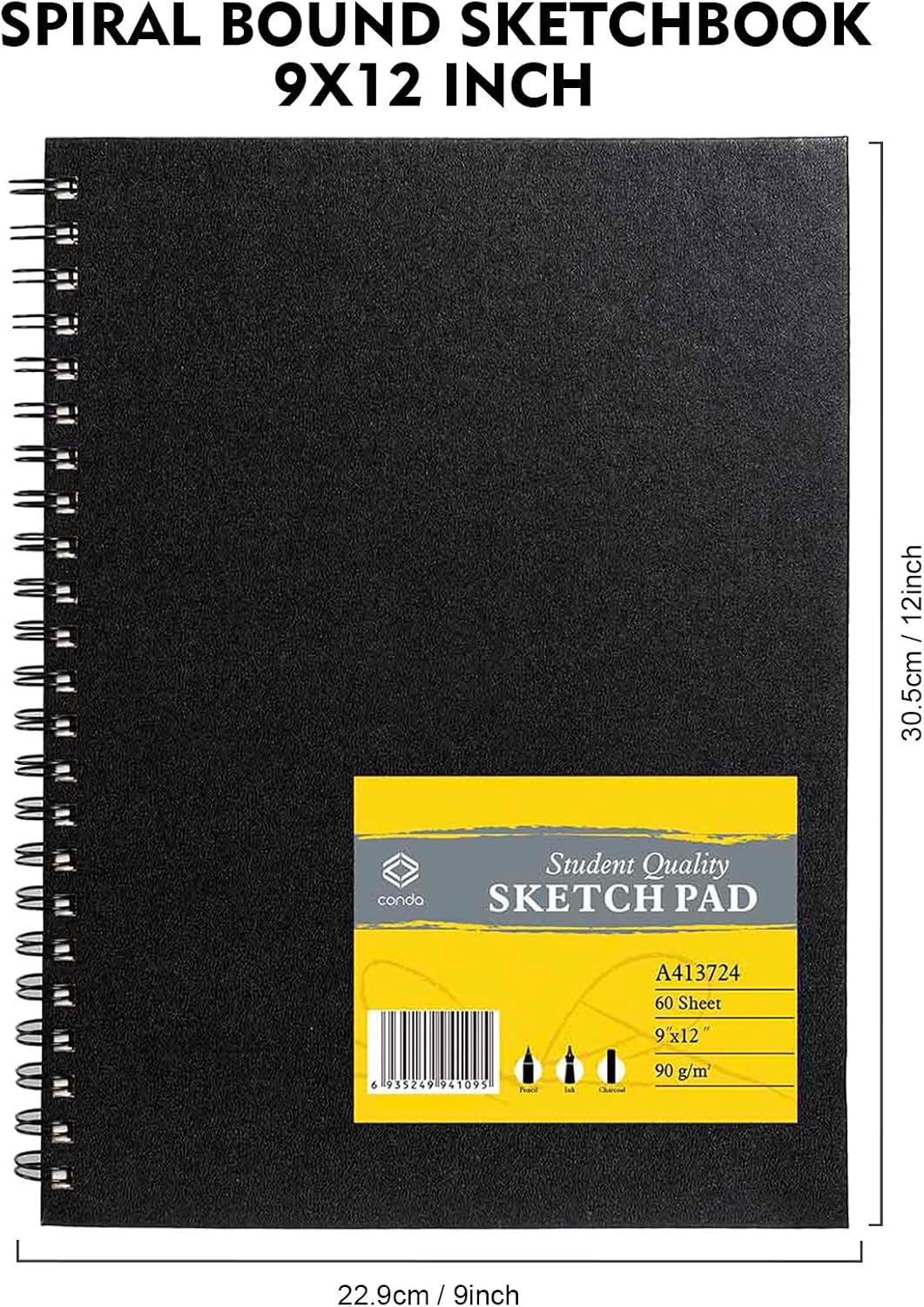 conda 8.5"x11" Sketch Book, 80 Sheets (68 lb/100gsm), Spiral Bound Artist Sketch Pad, Durable Acid Free Drawing Paper for Drawing Painting