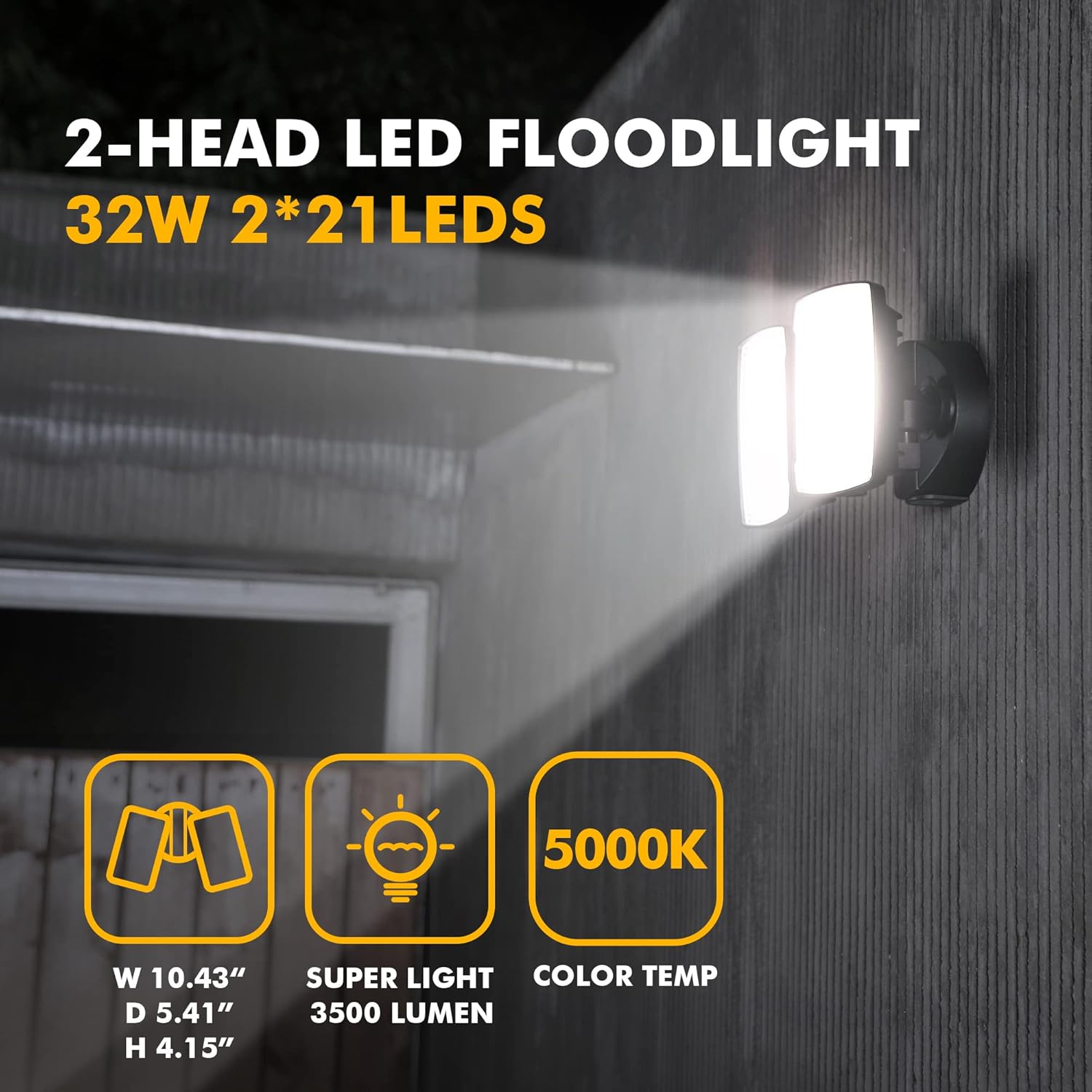 LUTEC 2 Packs 14W LED Flood Light Outdoor, 1300LM 5000K Single-Head Floodlight