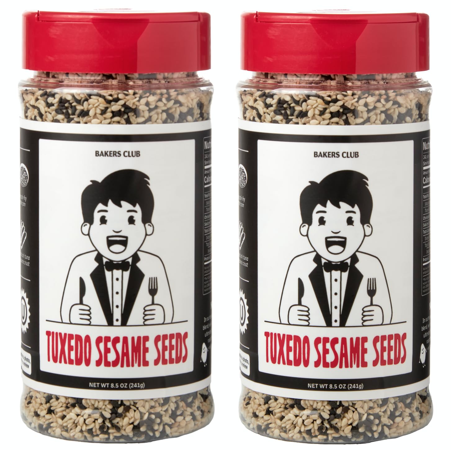 Bakers Club 8.5oz Mixed Black and White Sesame Seeds - Tuxedo blend for Sushi, Tuna, Stir Fry, Bread, Poke Bowls - Kosher, Gluten Free