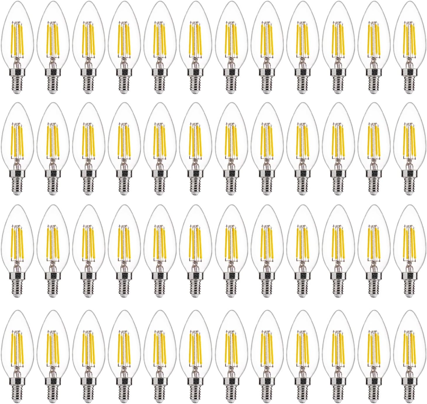60W Equivalent LED Chandelier Light Bulbs, Dimmable, E12 Base, Clear B11 LED Filament Candelabra Bulbs, 2700K Soft White, 6 Pack