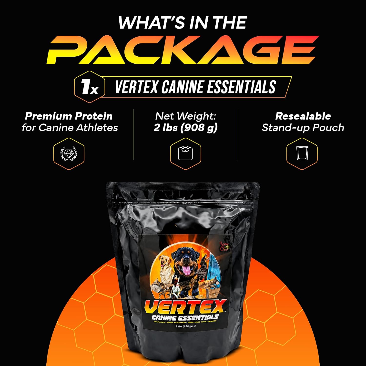 Vertex Canine Essentials High-Performance Dog Supplement -Active Dogs 10lbs