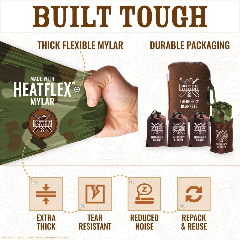 Don’t Die in The Woods – World’s Toughest Emergency Blankets [Camo]