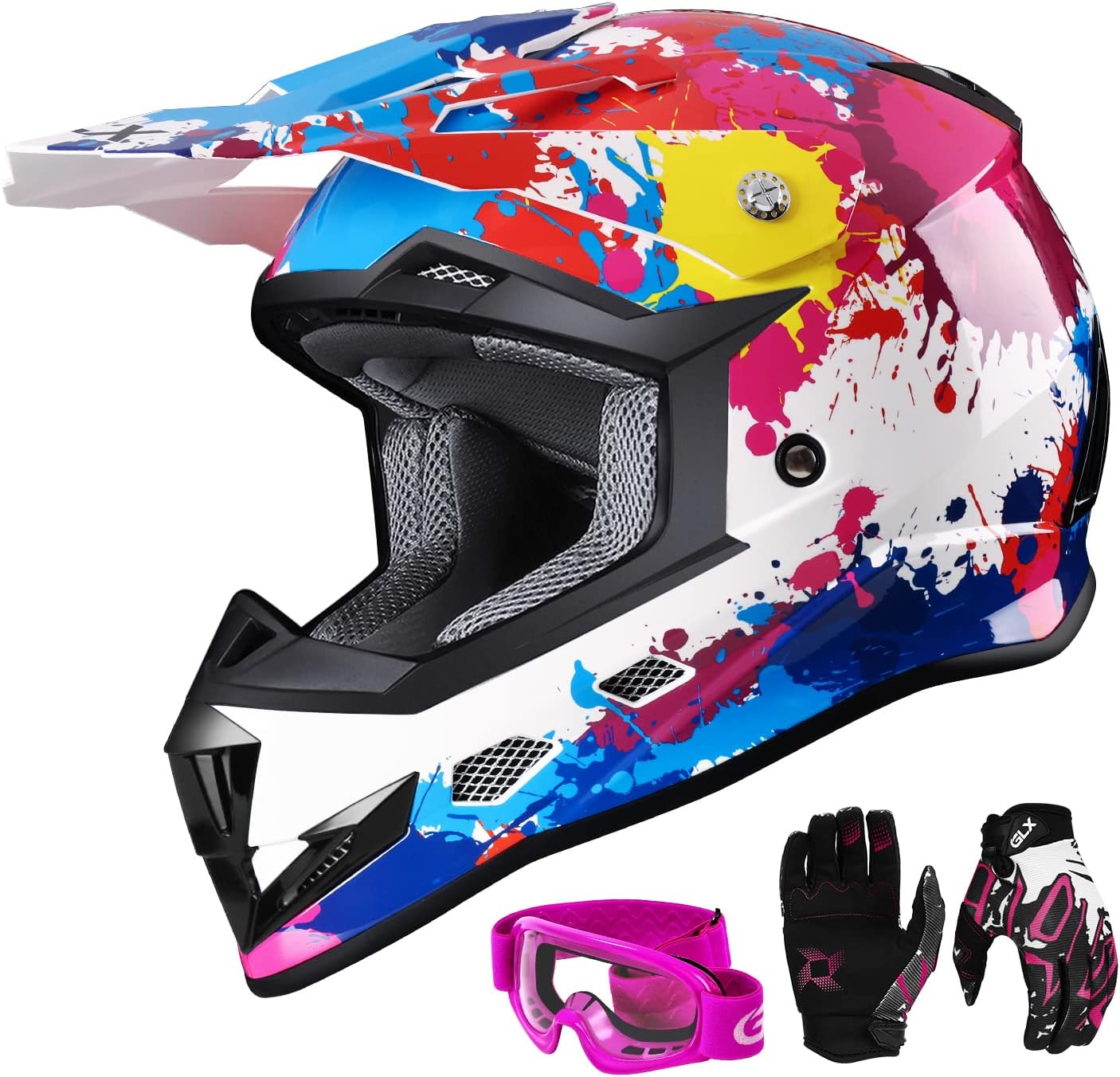 GLX GX623 Youth ATV & Dirt Bike Helmet Combo, DOT | Adult-Level Safety for Kids: Premium, full-grown protection engineered into a comfortable, youth-sized package
