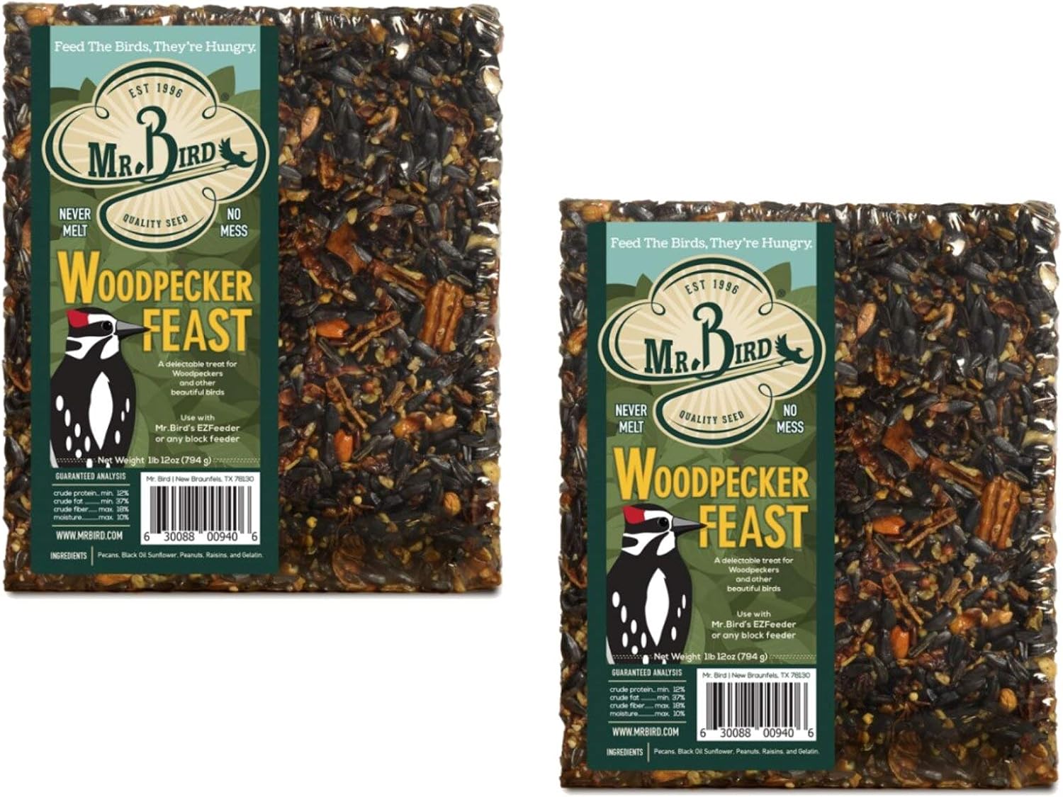 12-Pack of Mr. Bird Woodpecker Feast Large Wild Bird Seed Block 1 lb. 12 oz.