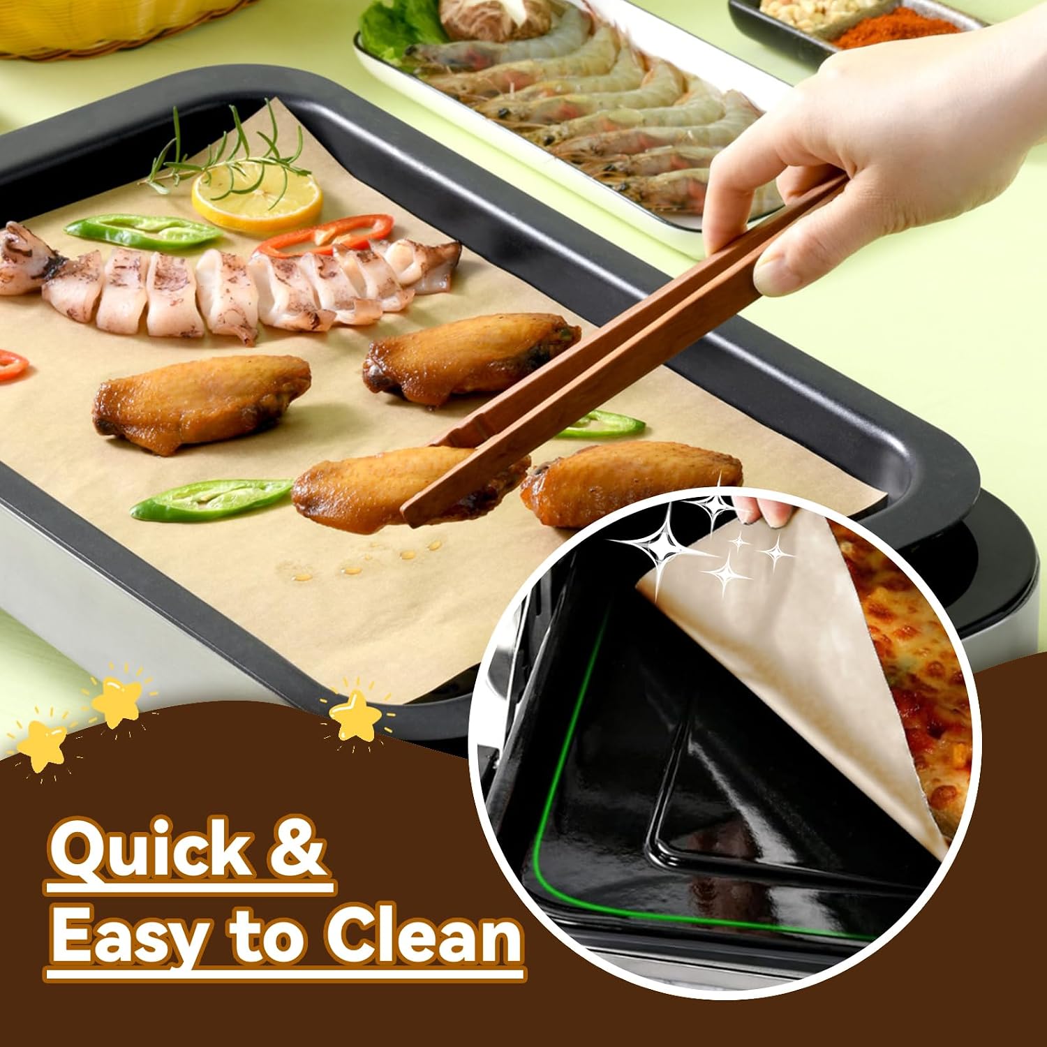 120PCS Air Fryer Liners Disposable for Emeril Lagasse 26QT Air Fryer | Unbleached Non-Stick Parchment Paper Sheets Accessories for Emeril Lagasse French Door 360 Air Fryer 26QT Toaster Oven