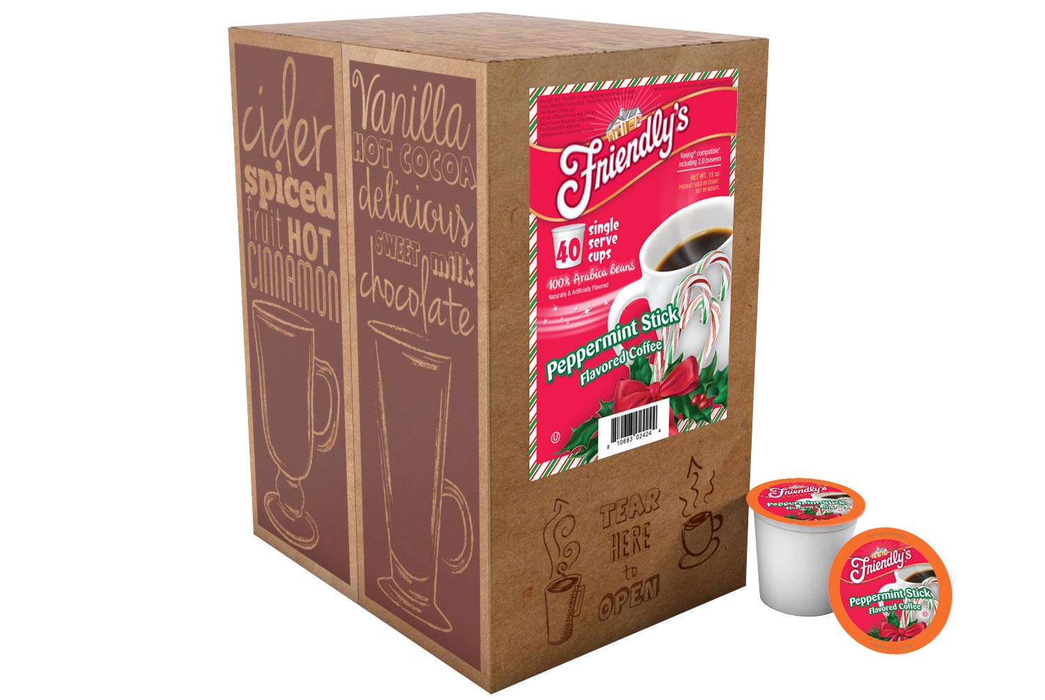 Friendly's Chocolate Mint Ice Cream Flavored Coffee Pods for Keurig K Cup Brewers, Mint Chocolate Chip, 40 Count (Pack of 1)