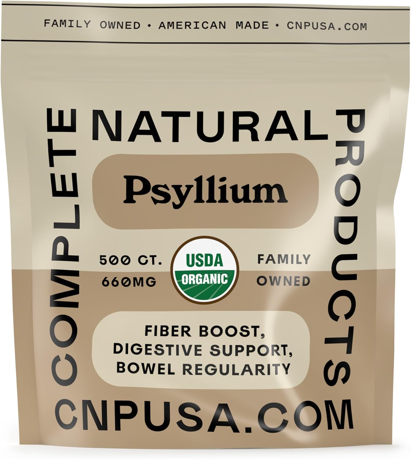 CNP | Organic Psyllium Husk Capsules 660mg - Fiber Caps, Colon Cleanse Aid