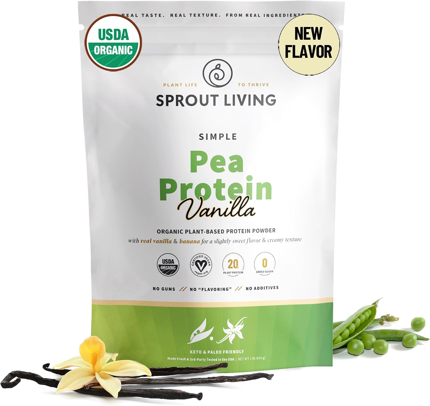 Sprout Living Organic Pumpkin Seed Protein Powder, Unflavored, 20 Grams of Plant Based Protein Powder Without Artificial Sweeteners, Non Dairy, Non-GMO, Vegan, Gluten Free (1 Pound, 14 Servings)