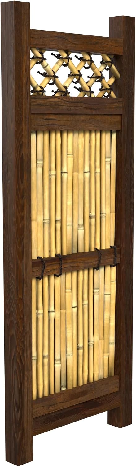 Red Lantern 4 x 1.5 ft. Japanese Bamboo Kumo Fence Panel, 4ft. x 2ft, Brown