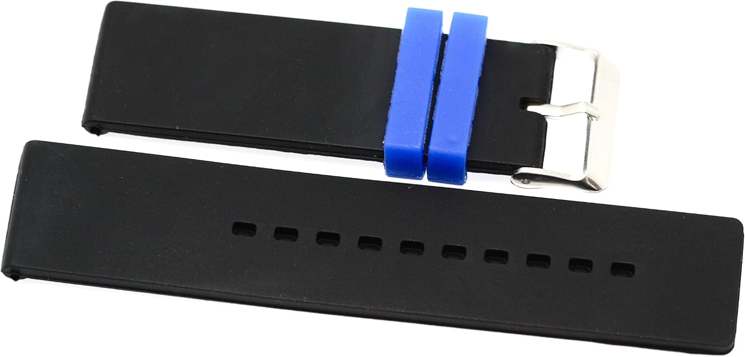 22MM Black Blue Rubber Sport Diver Waterproof Watch Band Strap FIT Invicta