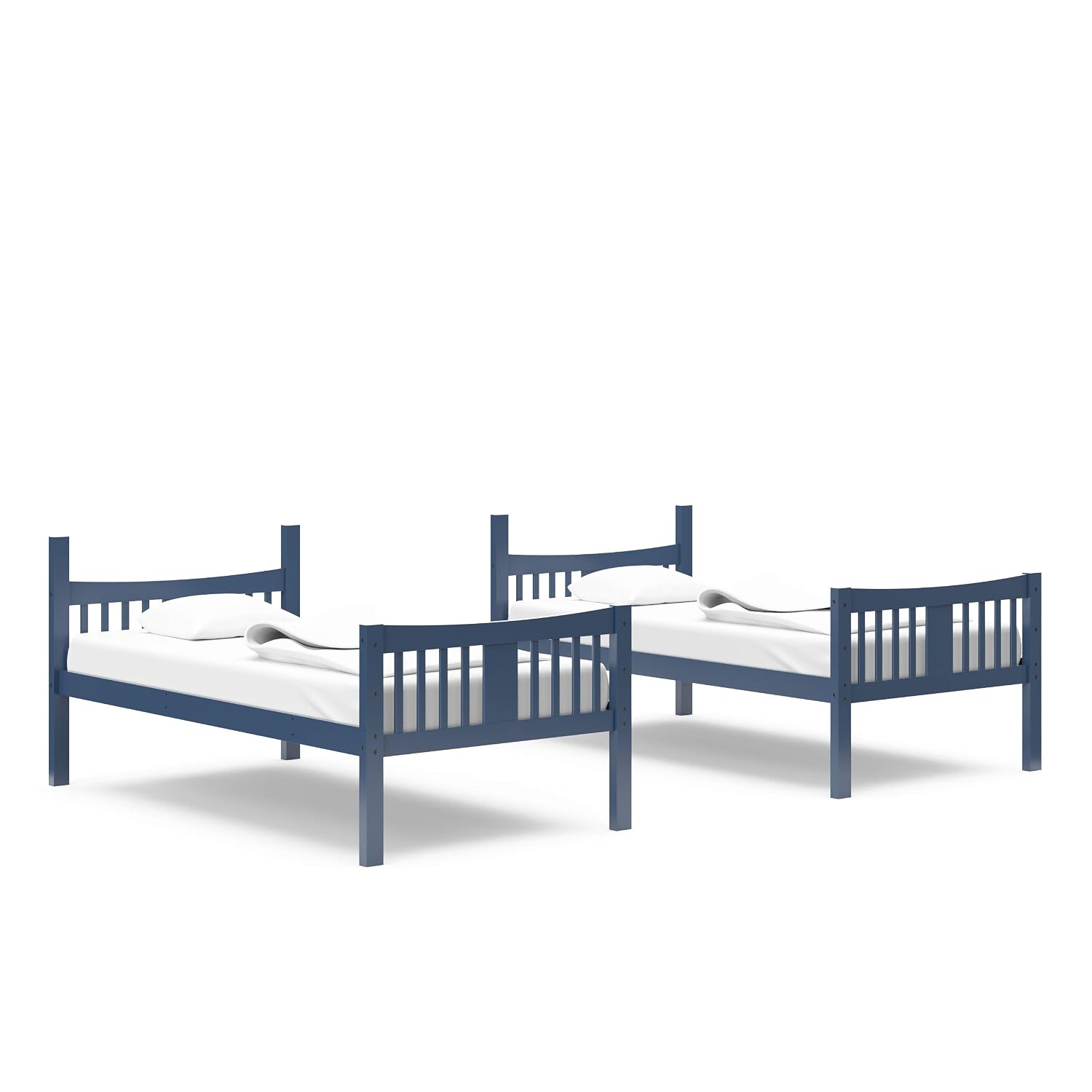 Storkcraft Caribou Twin-Over-Twin Bunk Bed, Navy | GREENGUARD Gold Certified, Wood Twin Bunk Beds for Kids Bedroom, Converts to 2 Individual Twin Beds, No Box Spring Required