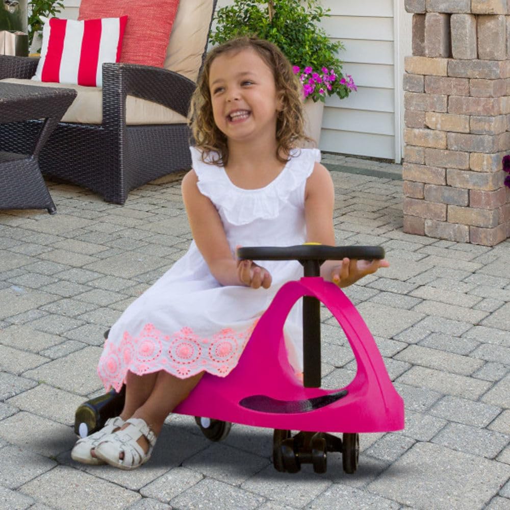 Wiggle Car Ride On Toy - No Batteries, Gears or Pedals - Twist, Swivel, Go - Outdoor Ride Ons for Kids 3 Years and Up by Lil' Rider (Hot Pink and Black)