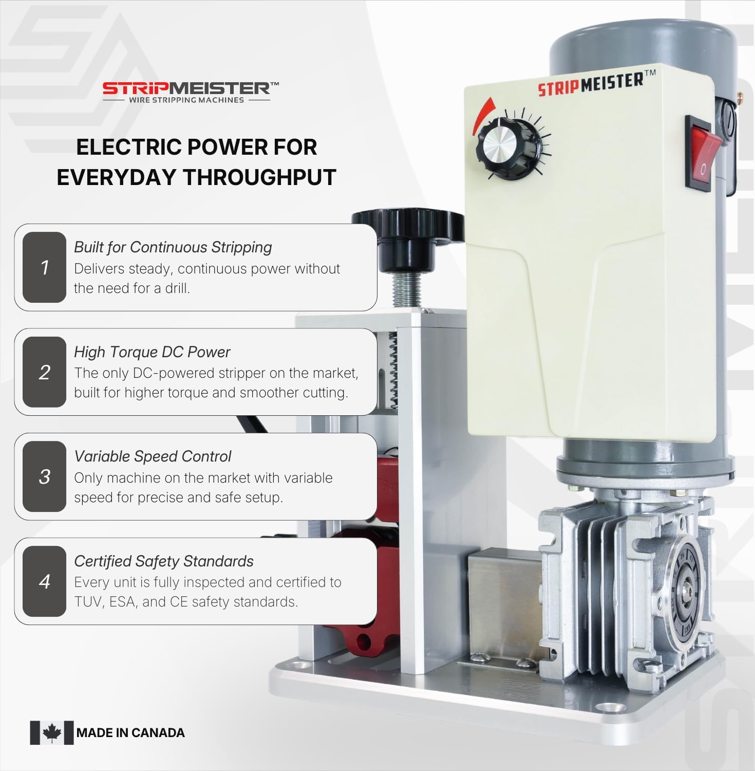 StripMeister E350x Electric Automatic Wire Stripping Machine – Wire Size Up To Ø1", Jam-Free