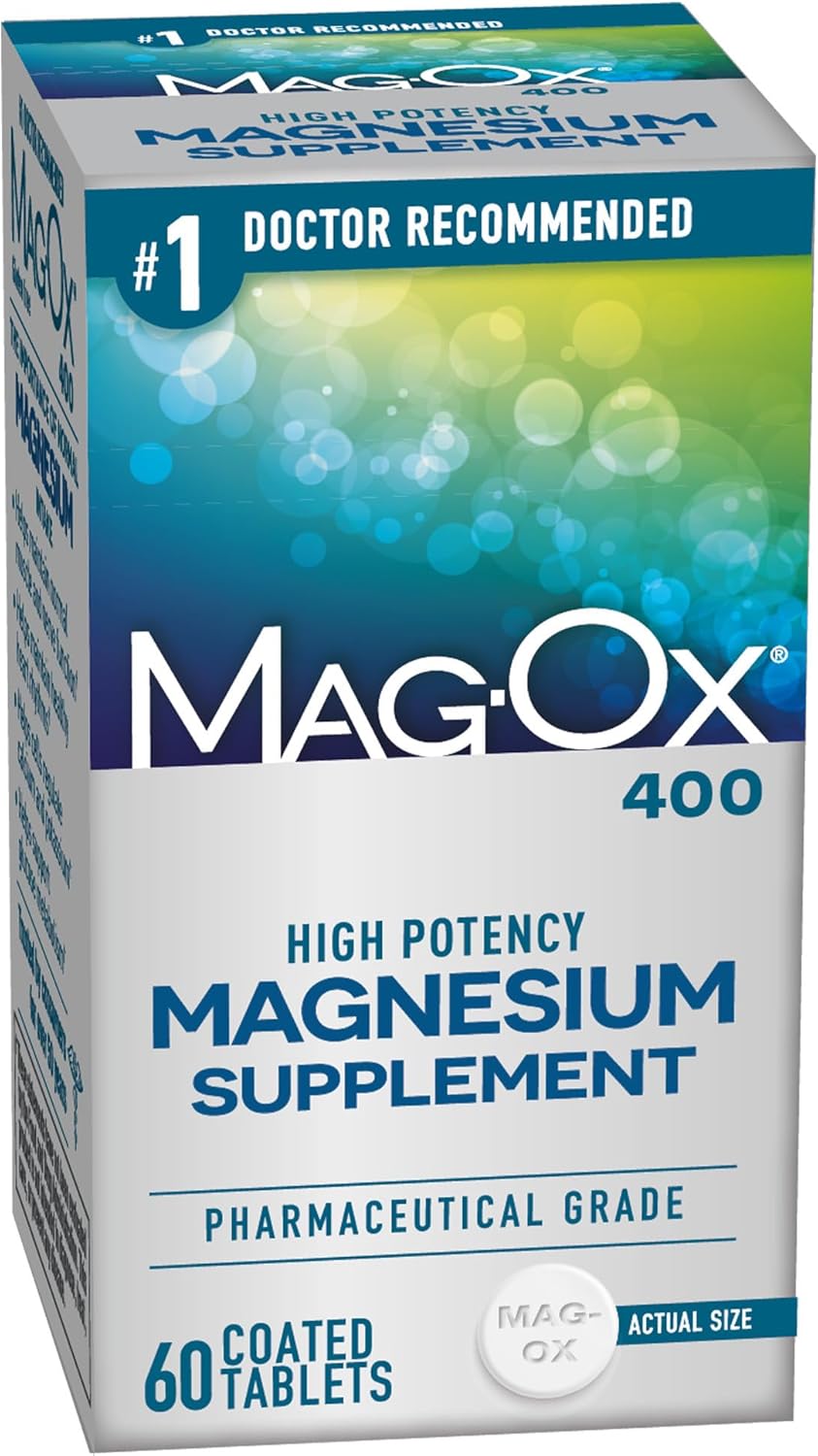 Mag-Ox Magnesium Supplement, Pharmaceutical Grade Magnesium Oxide 483mg, Most Concentrated Form of Magnesium, 120 Tablets