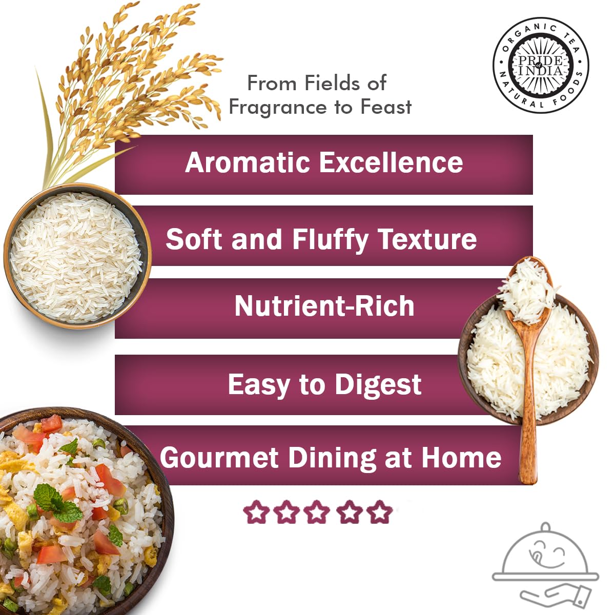 Pride Of India - Extra Long Indian Basmati Rice - Naturally Aged Aromatic Grain, 1.5 Pound Jar