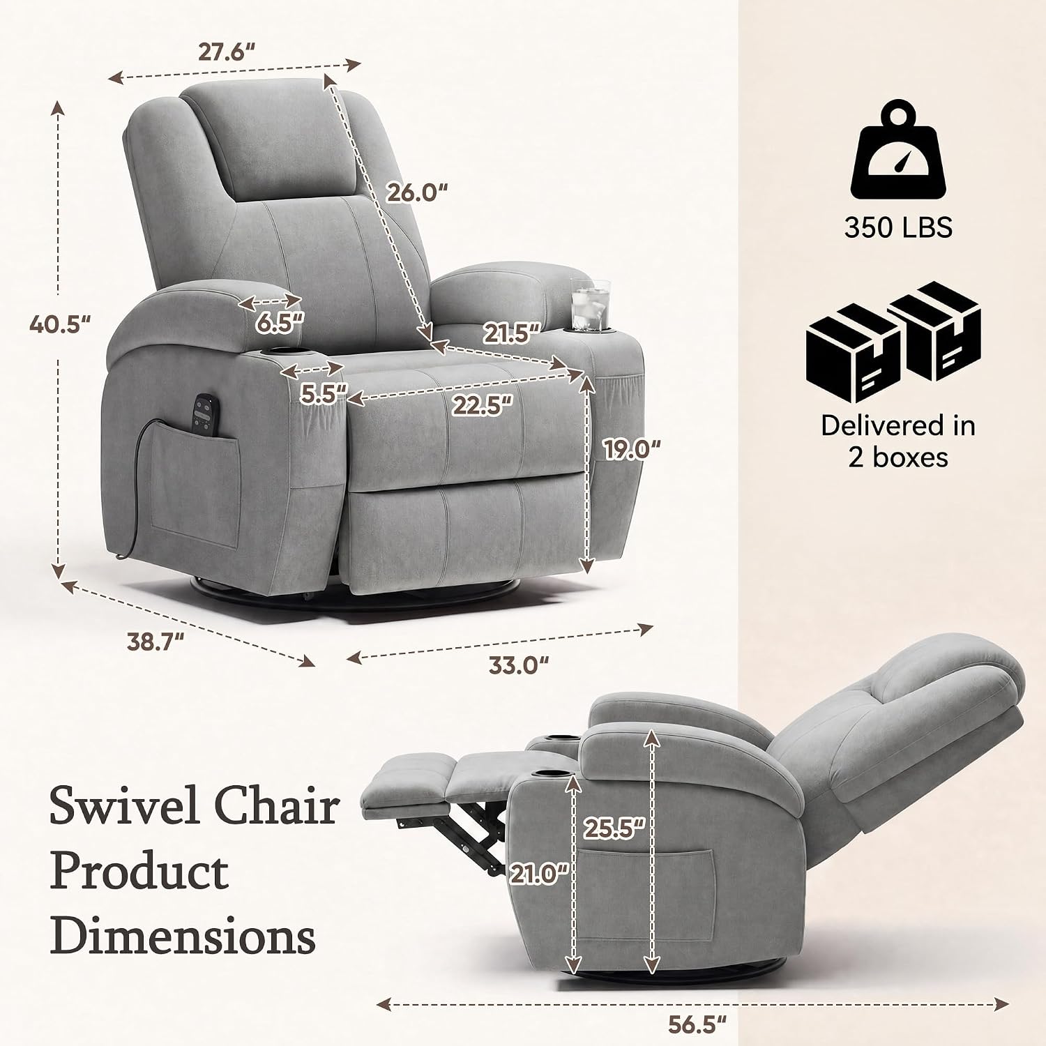 Flamaker Rocking Chair Recliner Chair with Massage, Rocking Chair Nursery
