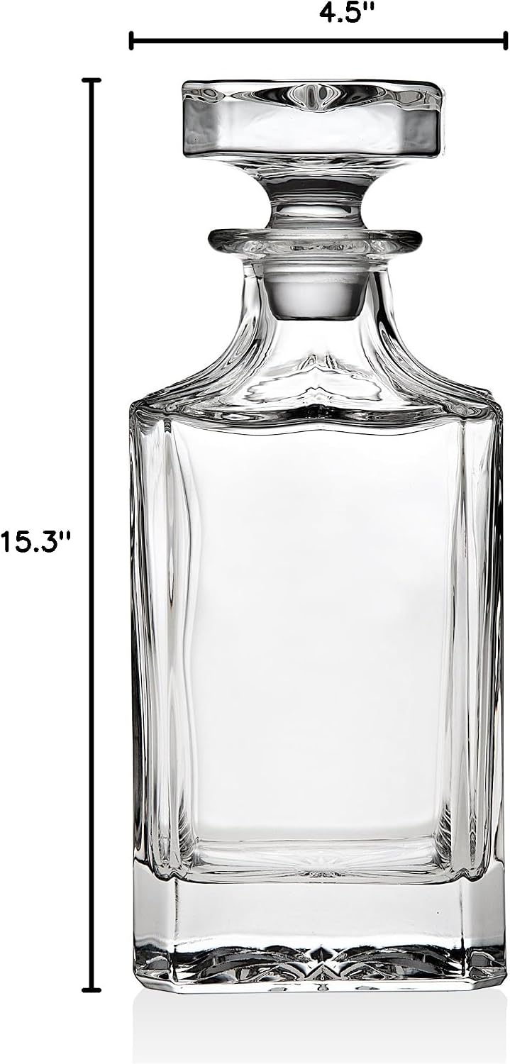 Whiskey Decanter for Liquor Scotch Bourbon Vodka or Wine - 750ml
