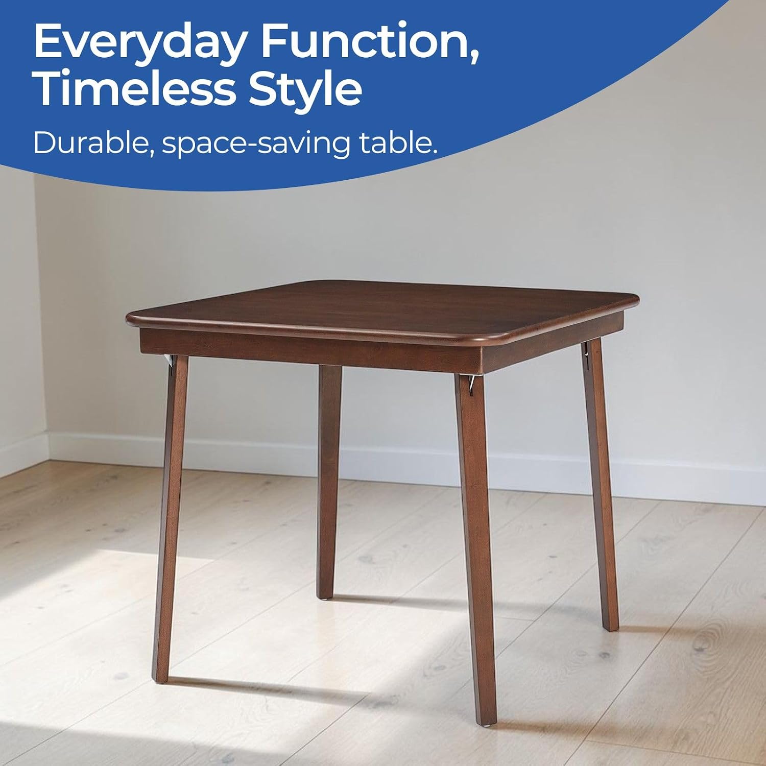 Stakmore Classic Straight Edge Square Wood Folding Table, 32x32, Oak | Foldable Card Table, Wooden Tabletop Furniture for Cards, Board Games & Dining